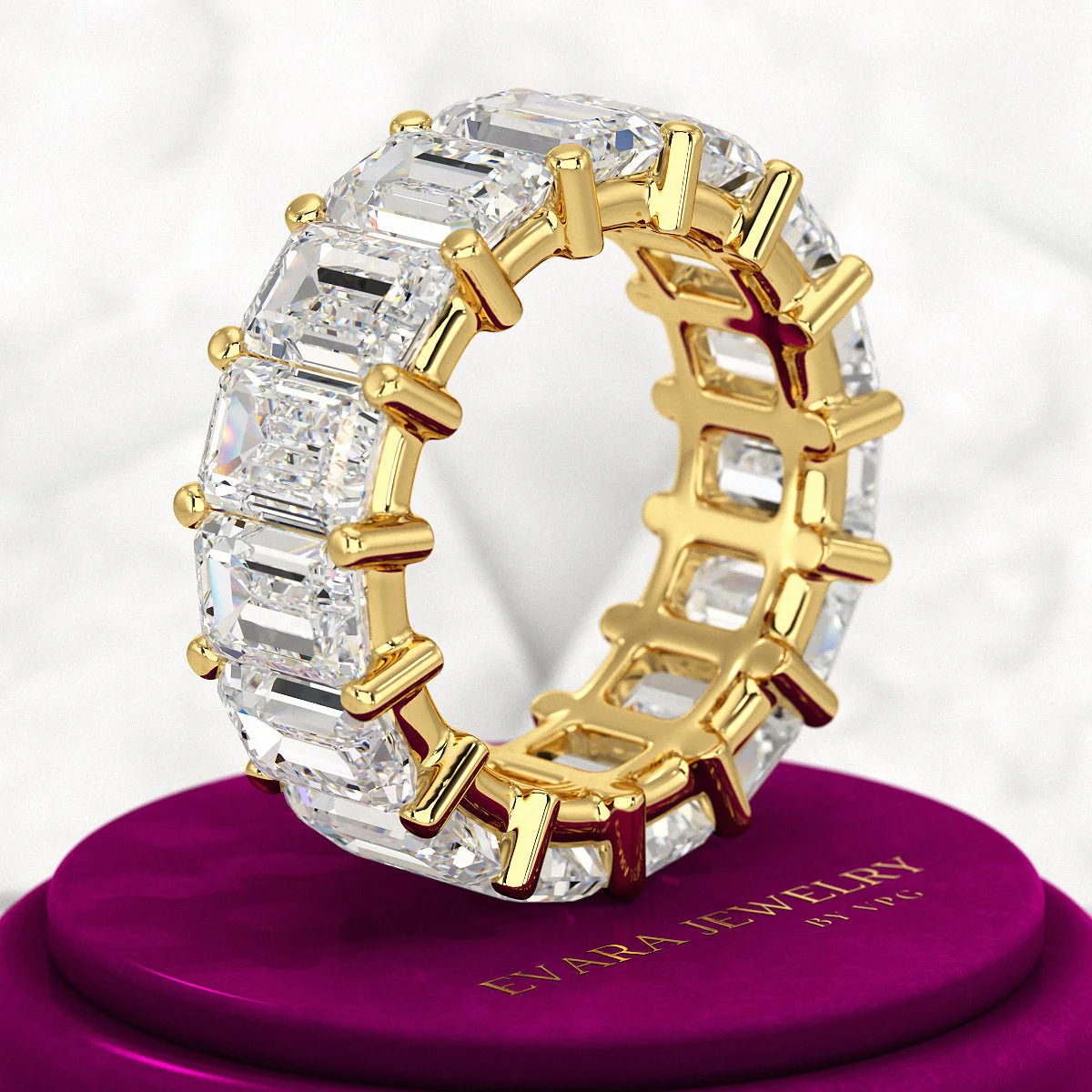 12 Carat Emerald Cut Lab Grown Diamond Eternity Band - Image 4