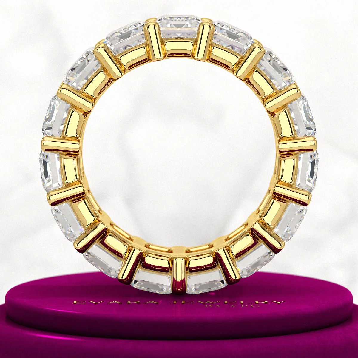 12 Carat Emerald Cut Lab Grown Diamond Eternity Band - Image 5