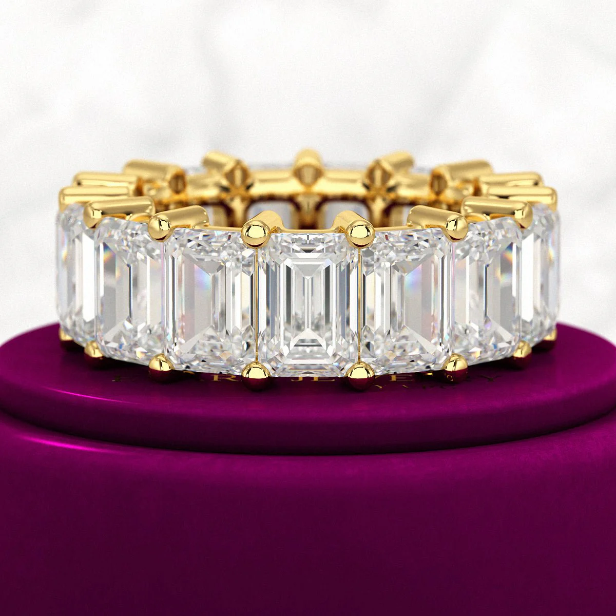 12 Carat Emerald Cut Lab Grown Diamond Eternity Band - Image 6