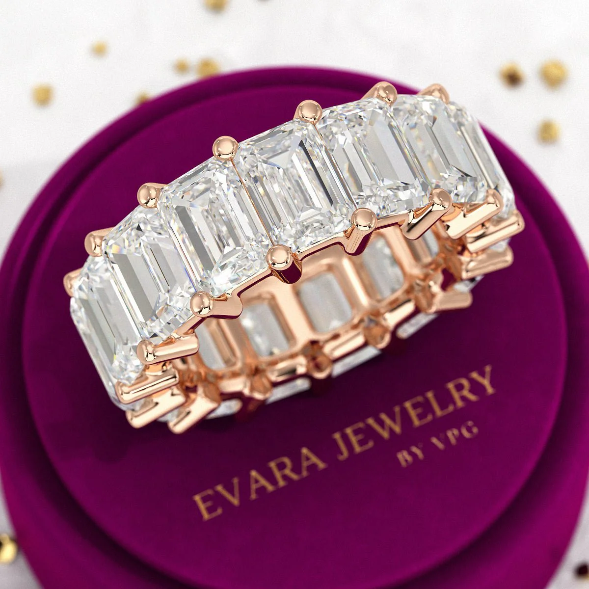12 Carat Emerald Cut Lab Grown Diamond Eternity Band - Image 7