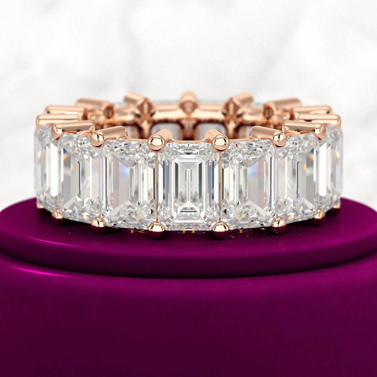 12 Carat Emerald Cut Lab Grown Diamond Eternity Band - Image 8