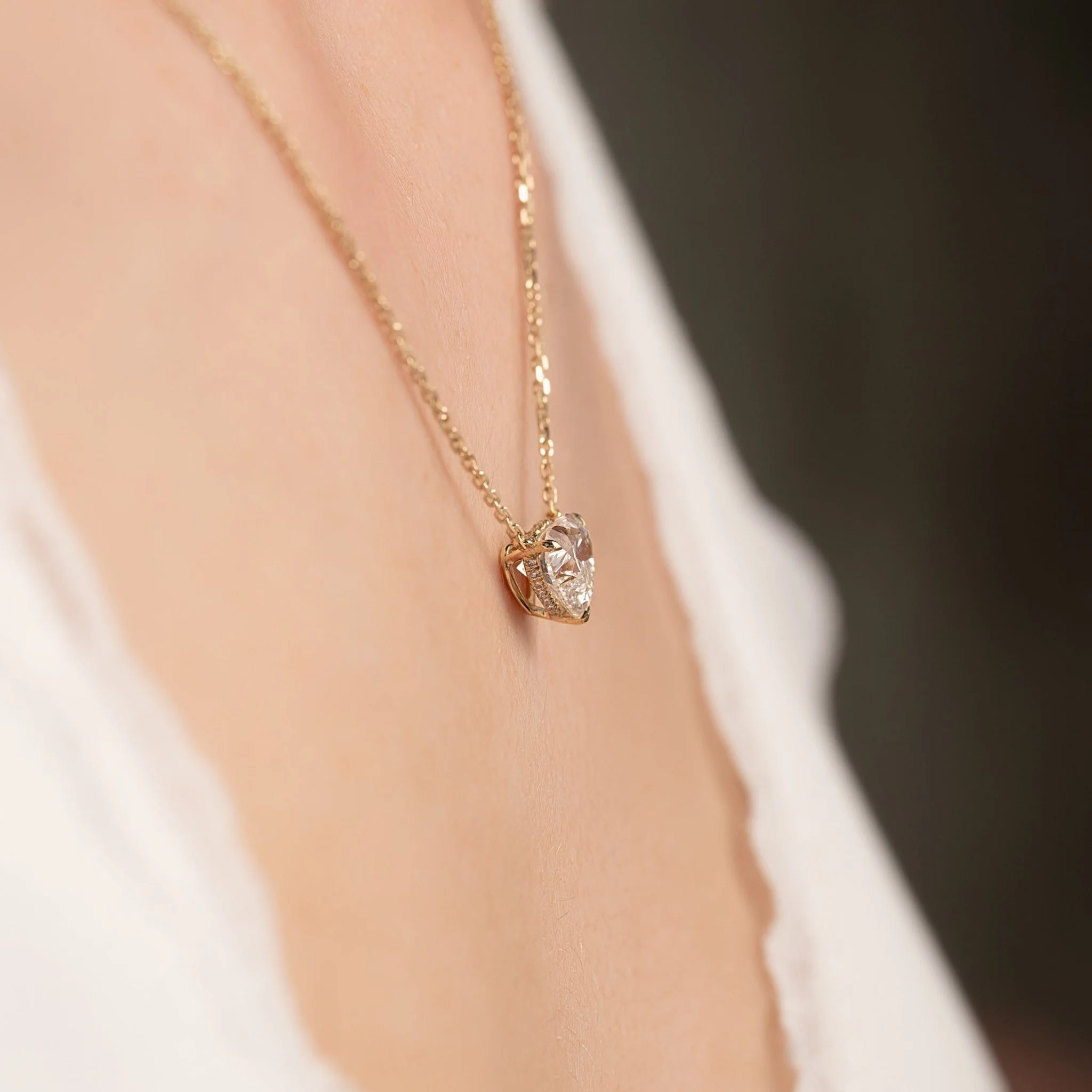 2.50 Carat Hidden Halo Heart Shape Diamond Pendant Necklace - Image 3