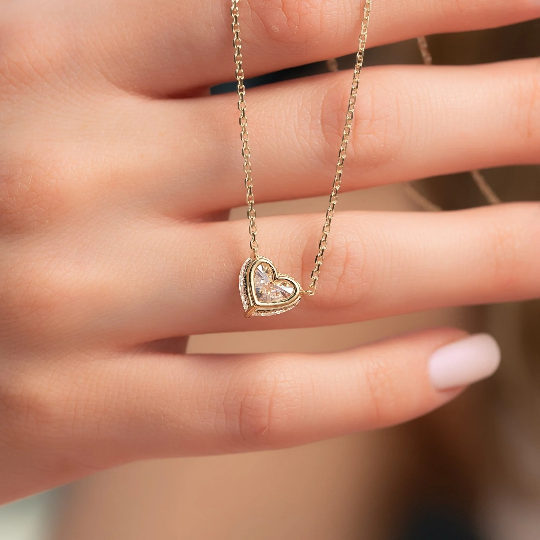 2.50 Carat Hidden Halo Heart Shape Diamond Pendant Necklace - Image 4