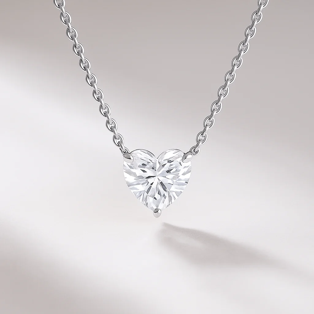 2.50 Carat Hidden Halo Heart Shape Diamond Pendant Necklace - Image 7