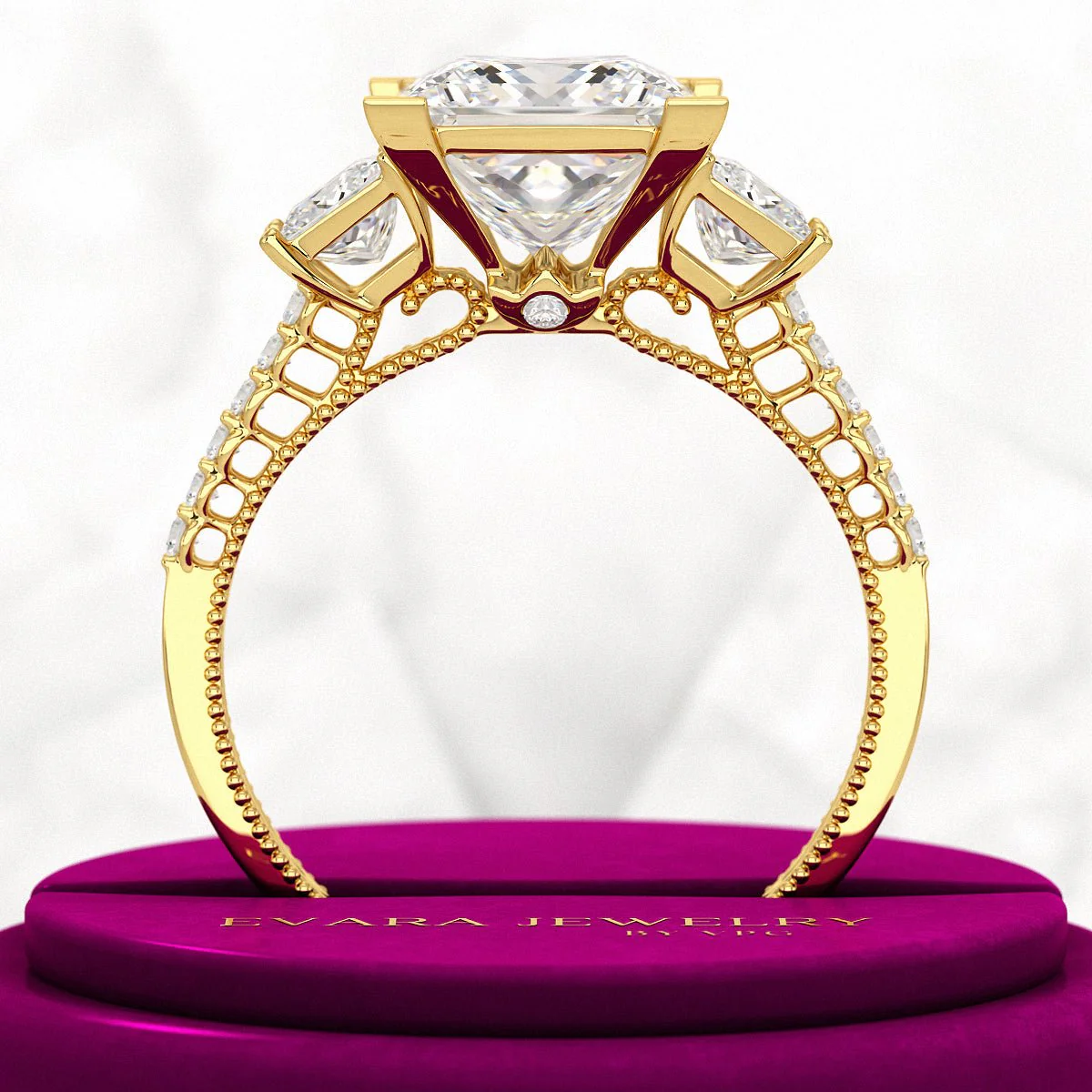 3 Carat Princess Cut Lab Grown Diamond Wedding Ring - Image 5