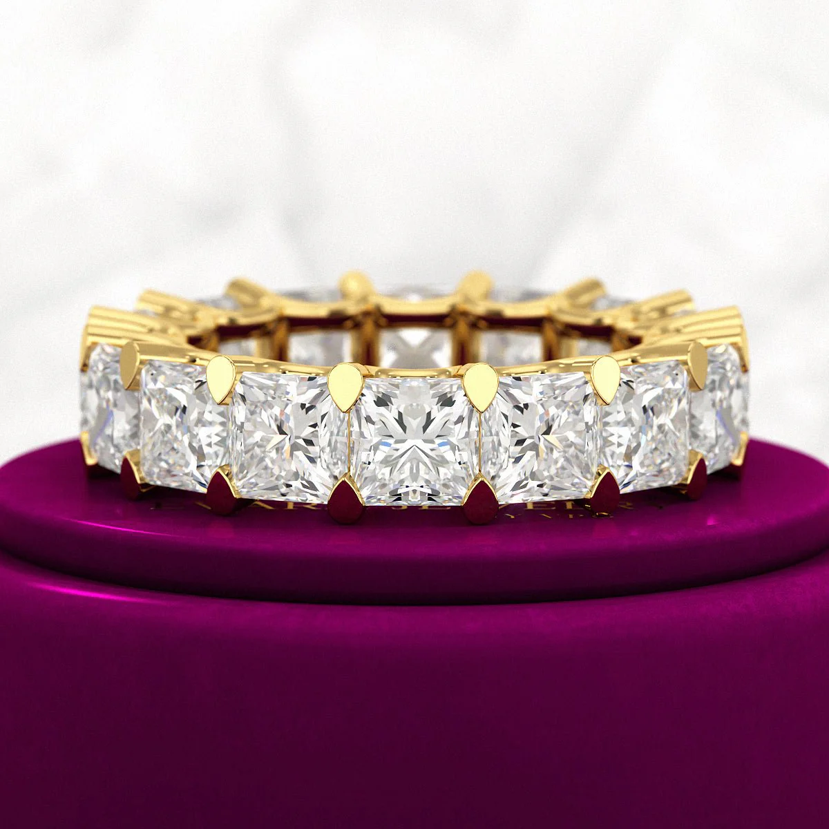 9.40 Carats Princess Cut Lab Grown Diamond Eternity Band - Image 6