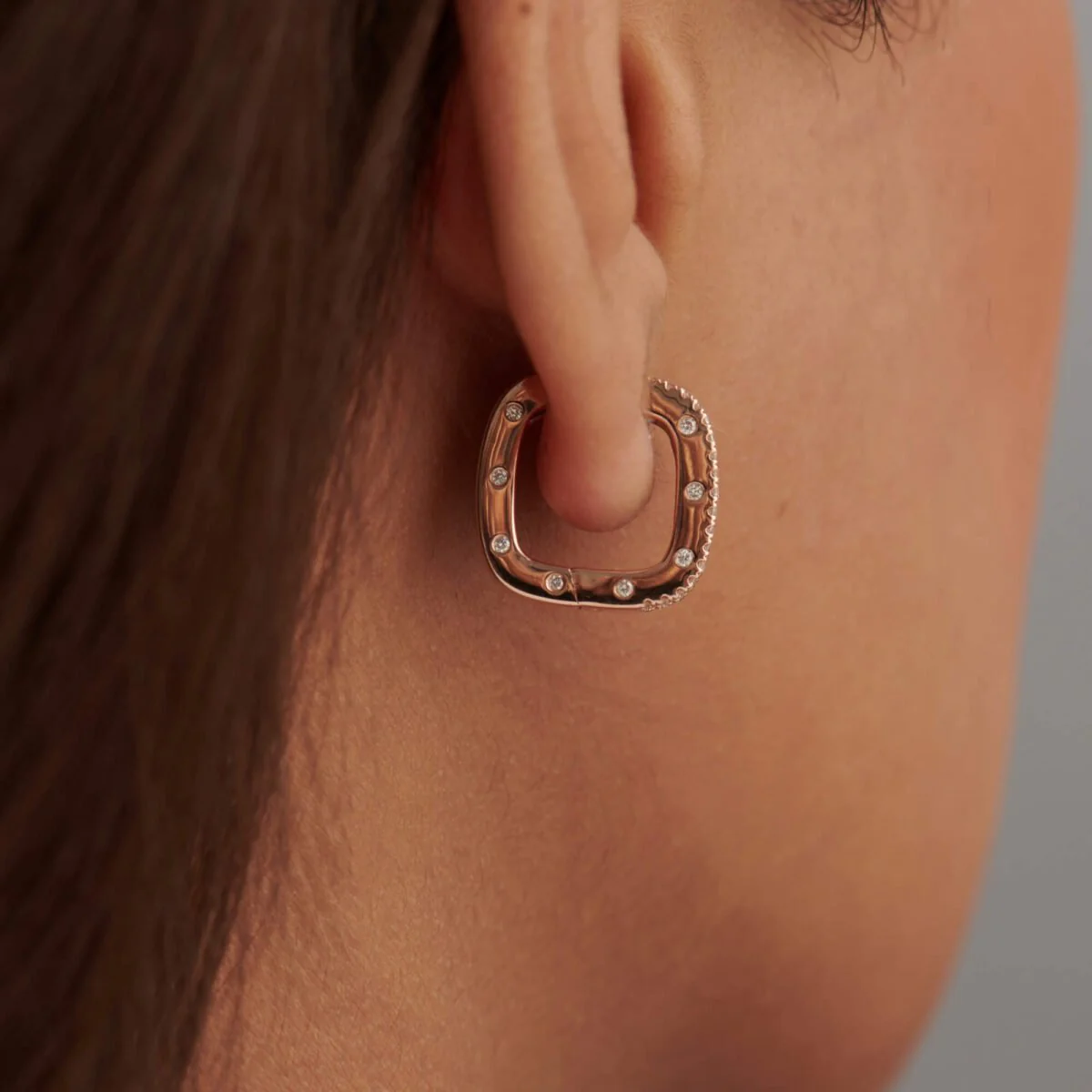 Baguette & Round Diamond Cushion Earrings – 14K/18K Gold Lab Grown Diamond Hoops Earrings - Image 2