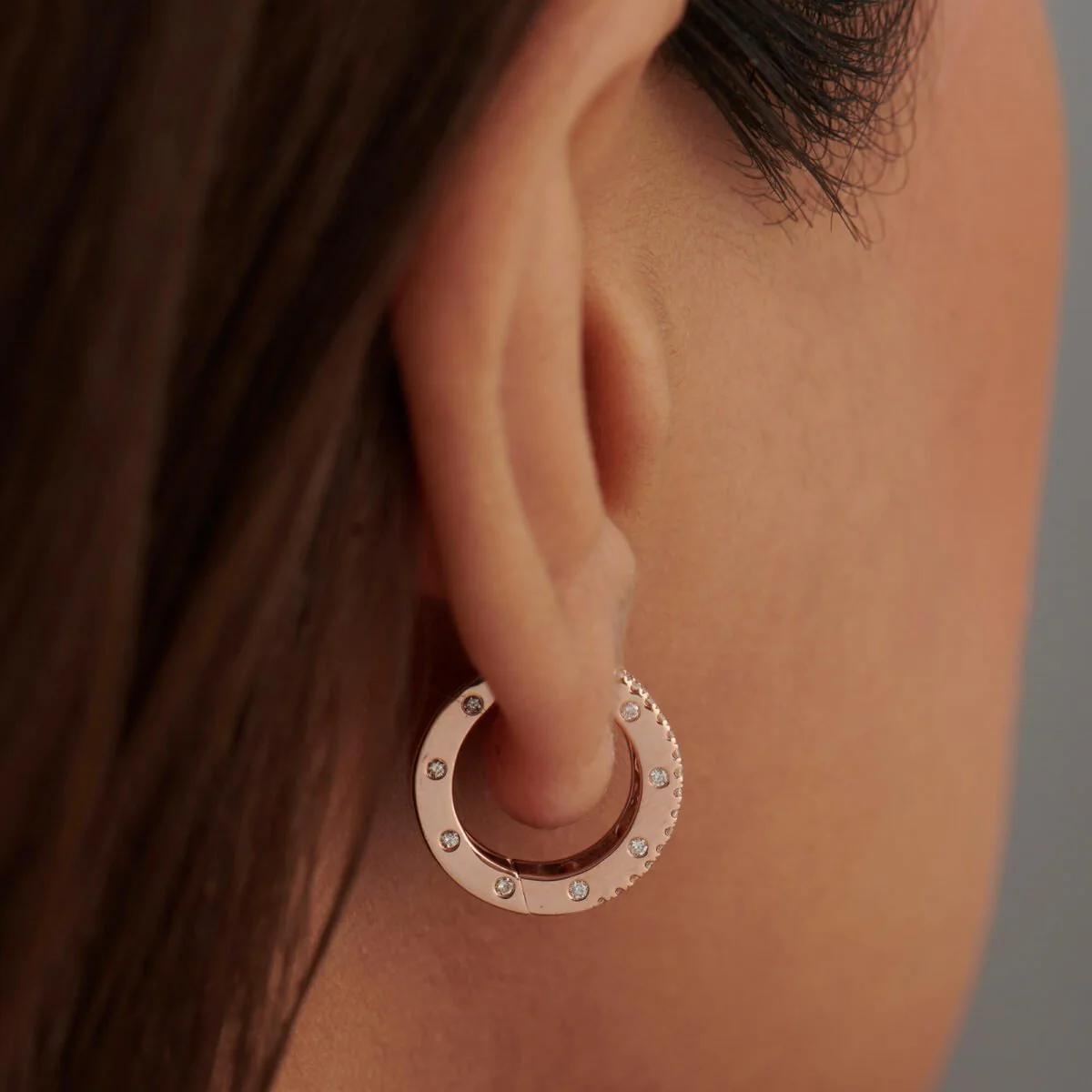 Baguette & Round Diamond Hoop Earrings - Image 3