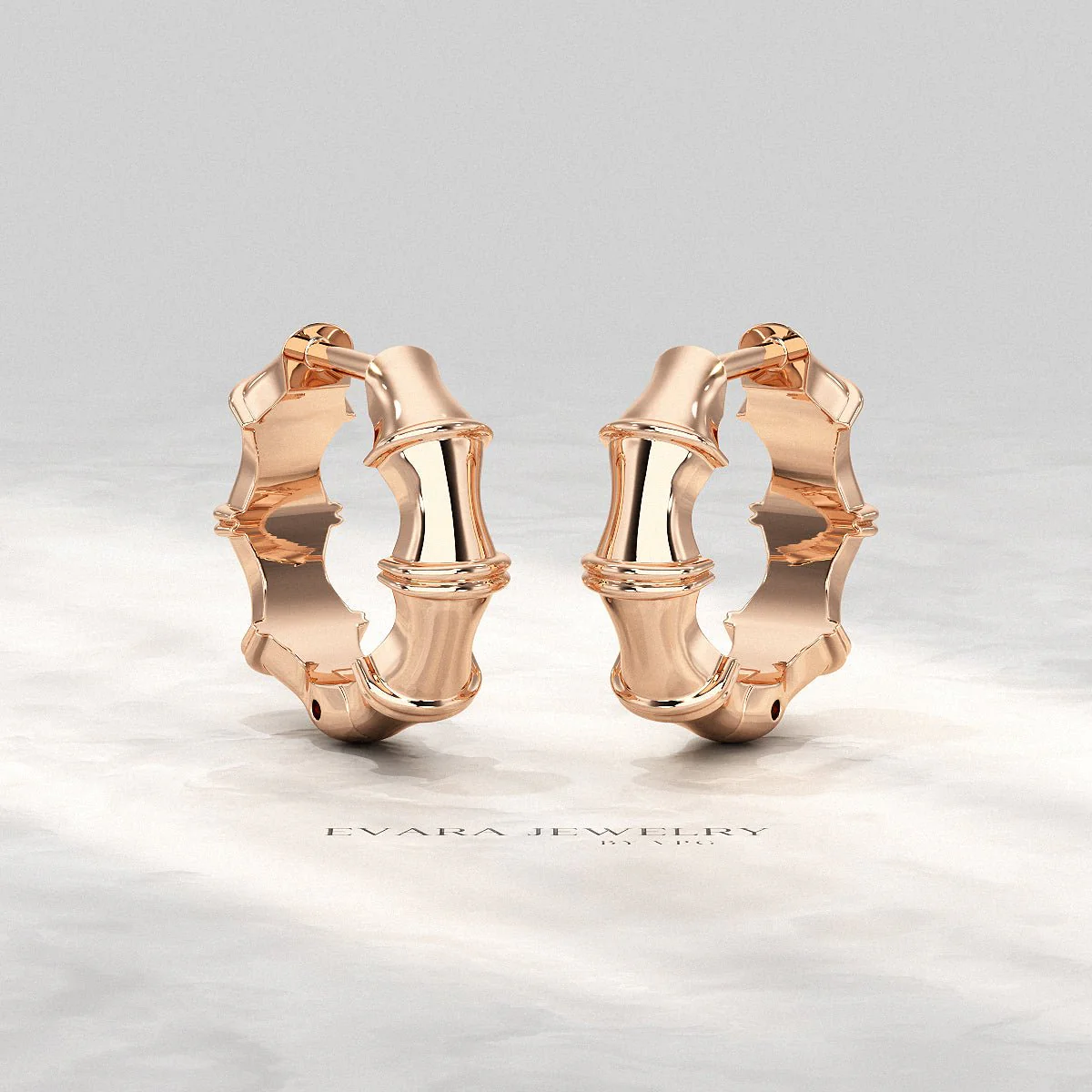 Bamboo Inspired Gold Hoop Earrings - Image 10