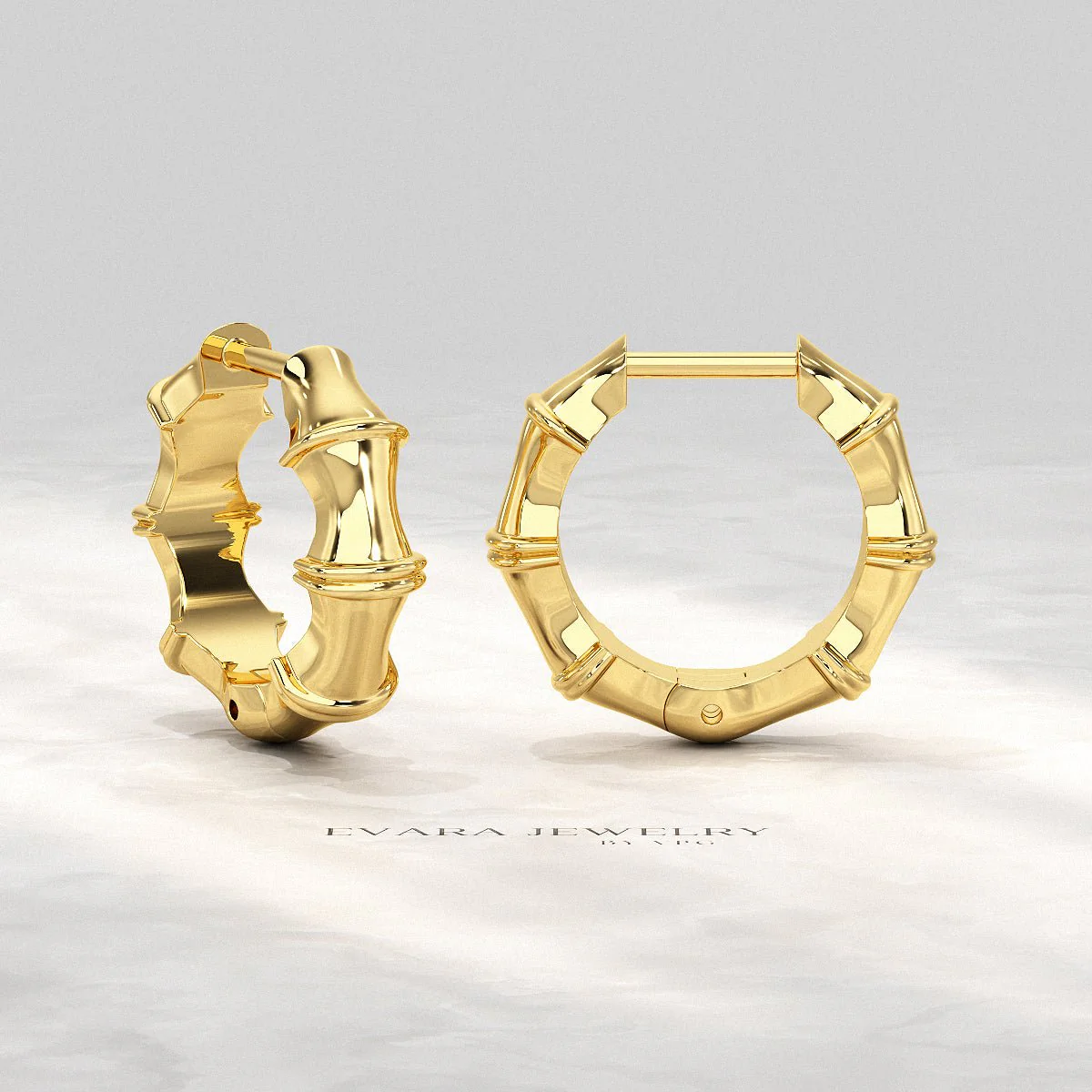 Bamboo Inspired Gold Hoop Earrings - Image 12