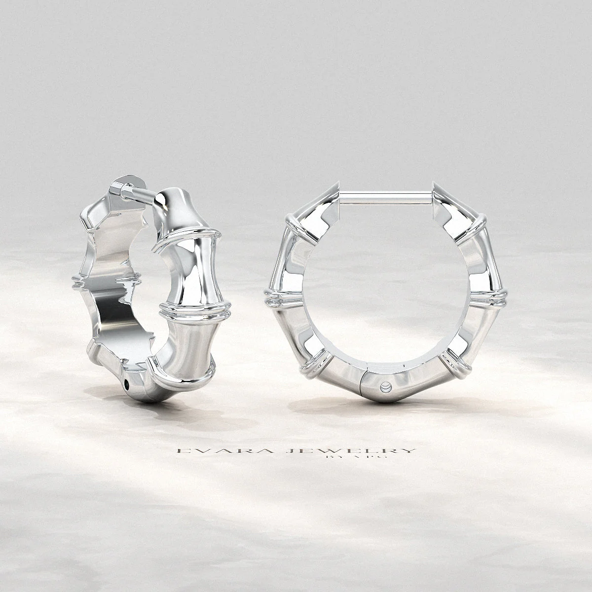 Bamboo Inspired Gold Hoop Earrings - Image 14