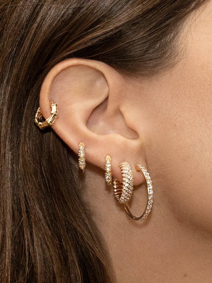 Bamboo Inspired Gold Hoop Earrings - Image 3