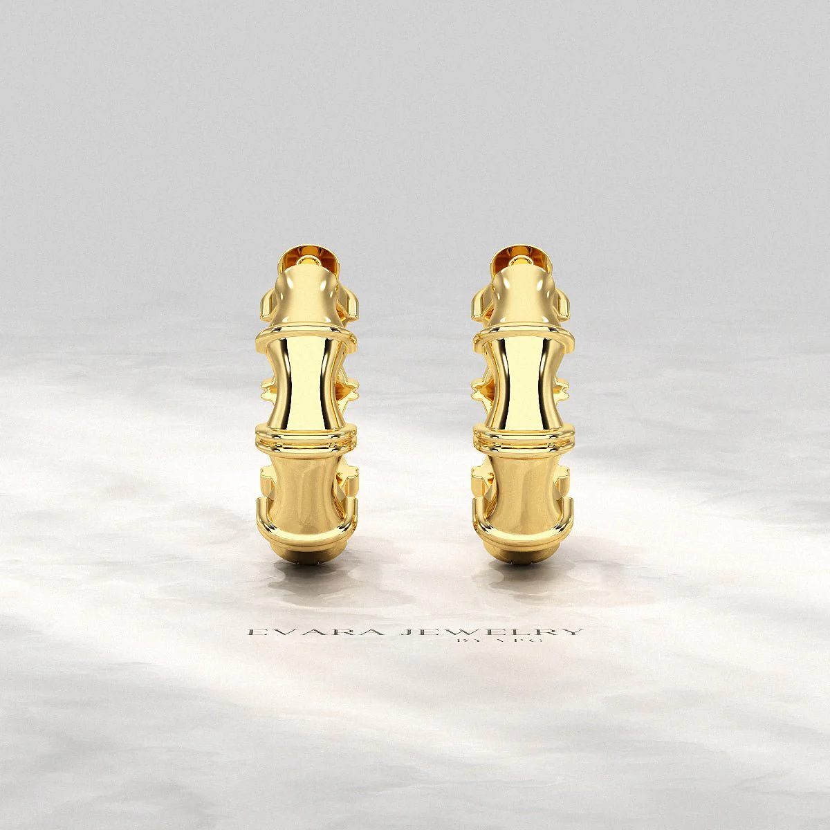 Bamboo Inspired Gold Hoop Earrings - Image 4