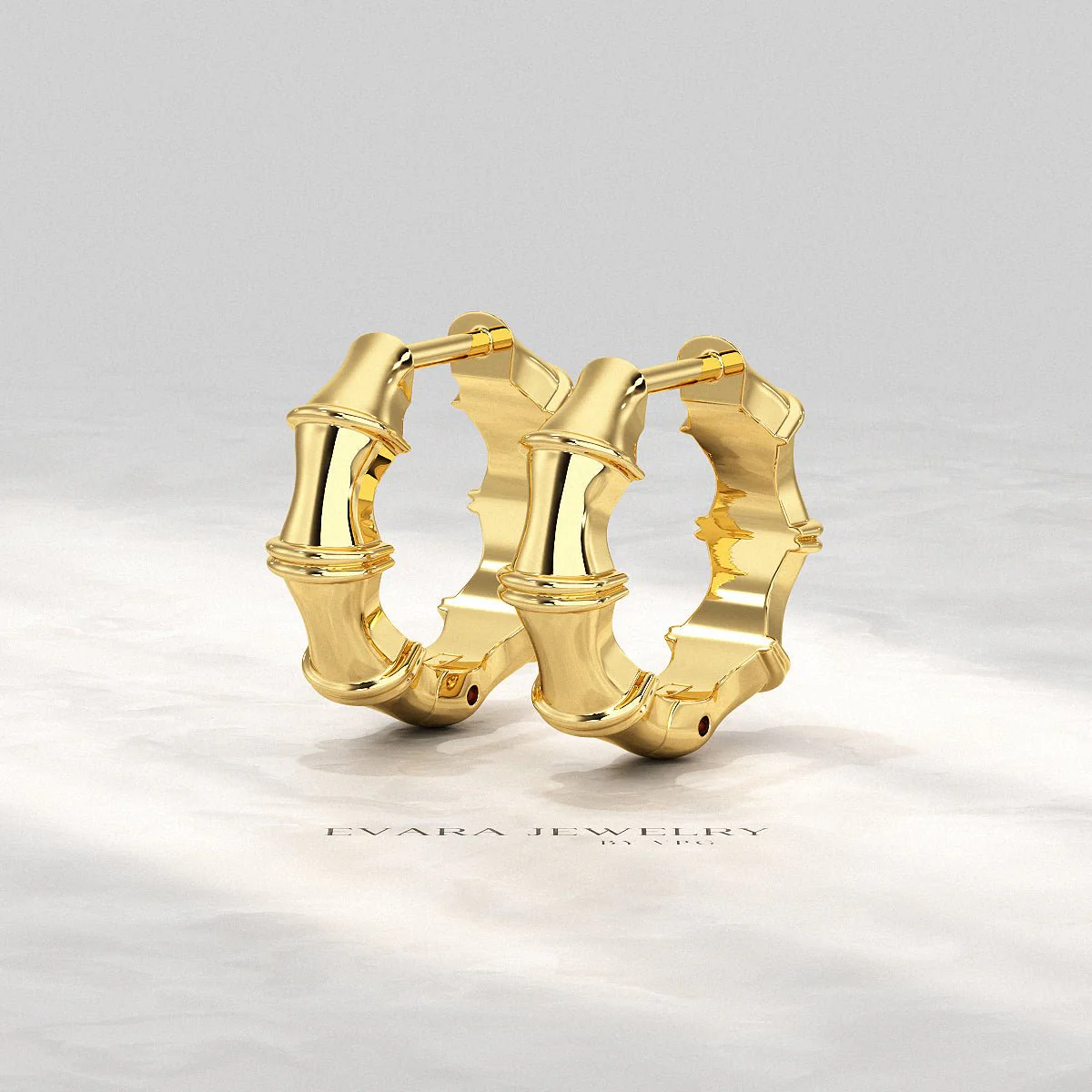 Bamboo Inspired Gold Hoop Earrings - Image 7