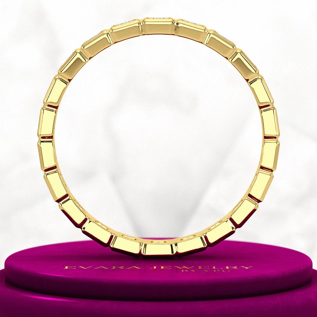 Bezel Set Eternity Band with Princess Cut Lab Grown Diamonds - Image 6