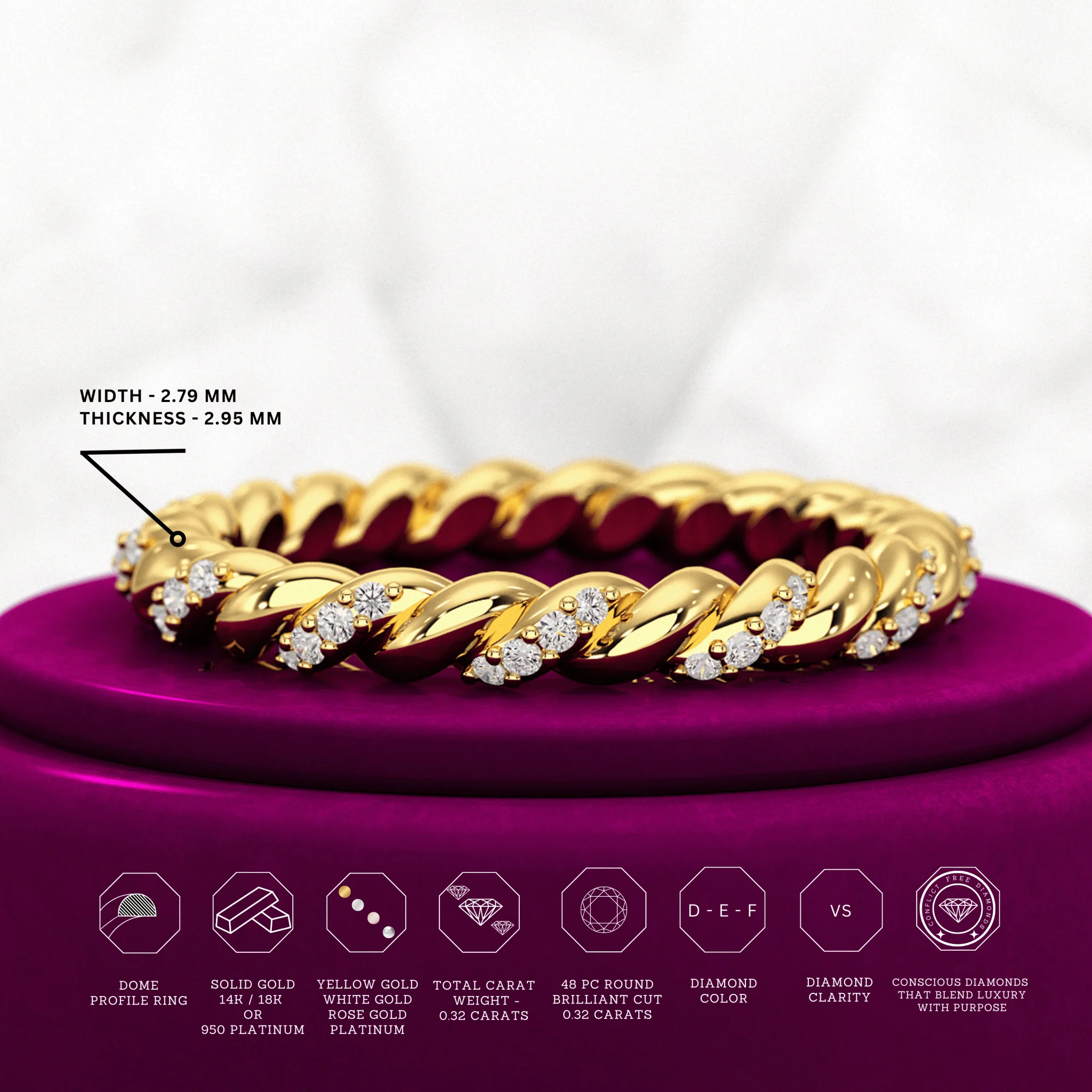 Diamond Stacking Band Ring with Brilliant Cut Round Lab Grown Diamonds - Image 3