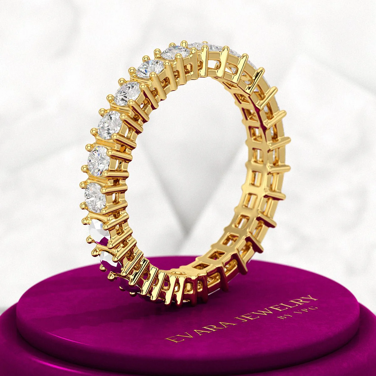 1.64 Carats Princess Cut & Round Cut Lab Grown Diamond 50-50 Eternity Band - Image 4