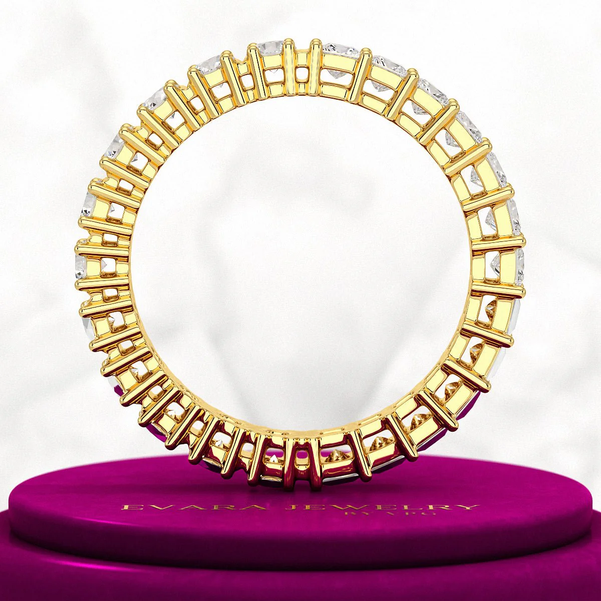 1.64 Carats Princess Cut & Round Cut Lab Grown Diamond 50-50 Eternity Band - Image 5